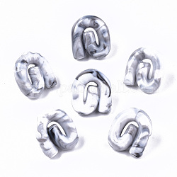 Boucles d'oreilles en résine opaque, style de pierres fines imitation, avec épingles en acier inoxydable, vortex, fumée blanche, 19.5x17mm, pin: 0.7 mm