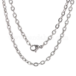 Classic Plain 304 Stainless Steel Mens Womens Cable Chain Necklace Making, with Lobster Claw Clasps, Stainless Steel Color, 23.6 inch(59.9cm)