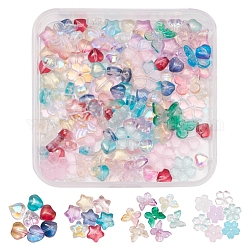 4 style galvanoplastie perles de verre, formes mixtes, couleur mixte, 11x2.7mm, Trou: 1mm, 160 pcs / boîte