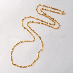 304 à long double liaison de la chaîne des colliers en acier inoxydable de garçon, avec fermoir pince de homard, or, 29.33 pouce (74.5 cm)