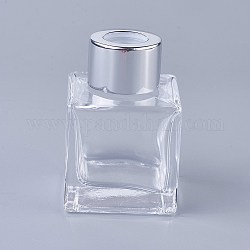 Flacons d'aromathérapie diffsuer en verre de 50 ml, avec bouchon en plastique pe, bouteille de parfum de voiture, bouteille volatile, carrée, couleur d'argent, 4.7x4.7x7 cm, capacité: 50 ml (1.69 oz liq.)