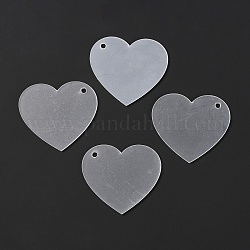 Pendenti vuoti acrilici trasparenti, cuore, chiaro, 44.3x45.5x2mm, Foro: 3 mm
