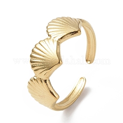 Placcatura ionica (ip) 304 anello polsino aperto conchiglia in acciaio inossidabile per donna, vero placcato oro 18k, diametro interno: 17mm