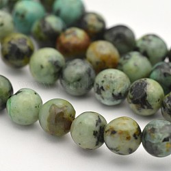 Natürliche afrikanische türkisfarbene (Jaspis) runde Perlenstränge, dunkles Seegrün, 10 mm, Bohrung: 1 mm, ca. 38 Stk. / Strang, 15.3 Zoll