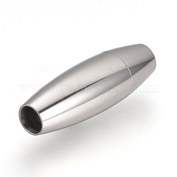 304 chiusura magnetica in acciaio inossidabile con estremità incollate, riso, colore acciaio inossidabile, 30x10mm, Foro: 5 mm