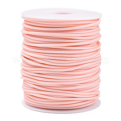 Cavo di gomma sintetica tubolare in pvc a tubo cavo, avvolto intorno plastica bianca rocchetto, perla rosa, 2mm, Foro: 1 mm, circa 54.68 iarde (50 m)/rotolo