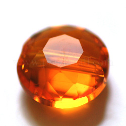 Abalorios de cristal austriaco de imitación, aaa grado, facetados, plano y redondo, naranja oscuro, 6x3.5mm, agujero: 0.7~0.9 mm