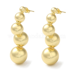 Rack Plating Brass Round Ball Dangle Stud Earrings, Long-Lasting Plated, Real 18K Gold Plated, 43x13.5mm