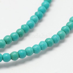 Chapelet de perle ronde en turquoise synthétique teintée, turquoise, 3mm, Trou: 1mm, Environ 151 pcs/chapelet, environ 15 pouce
