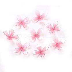 Tapas de abalorios acrílicas, con pieza termoretráctil, flor, 16.5x16x5mm, agujero: 1.5 mm