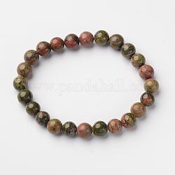 Bracelets naturels stretch en perles rondes unakite, 55mm