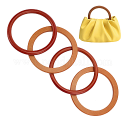 Wadorn 4 Stück 2-Stil runde Ring-Taschengriffe aus Holz, für Taschenersatzzubehör, Mischfarbe, 14x0.9~1.2 cm, Innendurchmesser: 10.9~11.2 cm, 2pcs / style