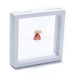 Boîte d'affichage de bijoux de suspension de film mince de pe transparent carré, pour bague collier bracelet boucle d'oreille stockage, blanc, 9x9x2 cm