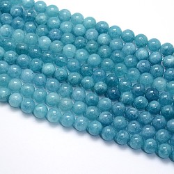 Brins de perles de quartz bleu naturel, teinte, ronde, 10mm, Trou: 1mm, Environ 39 pcs/chapelet, 15 pouce