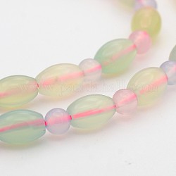 Natural Chalcedony Oval & Round Beads Strand, 12x8mm, 6mm, Hole: 1mm, 15.7 inch