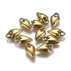 Ciondoli in plastica ccb, charms cuore, oro antico, 13x7x4mm, Foro: 2 mm