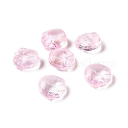 Transparente sprühlackierte Glasperlen, Bärenklauenabdruck, Perle rosa, 14x14x7 mm, Bohrung: 1 mm