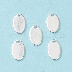 304 Edelstahl Anhänger / charms, leere tag stempeln, Oval, Silber, 9x5x1 mm, Bohrung: 1.2 mm