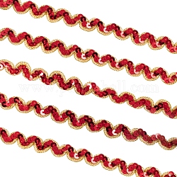 Dentelle de paillette en plastique, rubans de dentelle paillettes, avec fil métallique, Accessoires de vêtement, rouge, 10mm, environ 13 m / bibone 