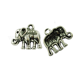 Tibetan Style Alloy Charms Pendants, Cadmium Free & Nickel Free & Lead Free, Elephant, Antique Silver, 15x17x3mm, Hole: 2mm