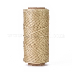 Cordón de poliéster encerado, cordón de micro macramé, hilo de coser encerado, piso, bronceado, 0.8mm, alrededor de 284.33 yarda (260 m) / rollo