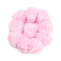 Handgemachte künstliche Kaninchenfell Pom Pom Ball bedeckt Anhänger, Fuzzy Bunny Haarballen, mit elastischer Faser, Perle rosa, 55~74 mm, Bohrung: 5 mm