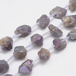 Natürlichen Amethyst Perlenstränge, Nuggets, 8~16x7~14x6~14 mm, Bohrung: 2 mm, ca. 20 Stk. / Strang, 15.7 Zoll (400 mm)