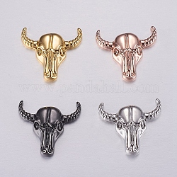 Brass Beads, OX-Head, Mixed Color, 20.5x22x5mm, Hole: 2mm