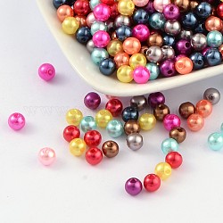 Colorful Acrylic Beads, Imitation Pearl Style, Round, Mixed Color, 6mm, Hole: 1mm, about 4800pcs/500g