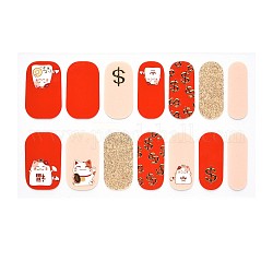 Full Cover Ombre Nails Wraps, Glitter Powder Color Street Nail Strips, Self-Adhesive, for Nail Tips Decorations, Red, 24x8mm, 14pcs/sheet