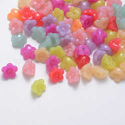 Perles en acrylique de gelée d'imitation, fleur, couleur mixte, 10x10.5x6.5mm, Trou: 1.8mm
