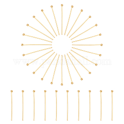 50Pcs 304 Stainless Steel Head Pins, Ball Head Pins, Real 24K Gold Plated, 25x0.6mm, Head: 1.8mm