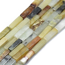 Natürliche Jade Perlen Stränge, Würfel, 12.5~13.5x3~5x3~4.5 mm, Bohrung: 1 mm, ca. 30~32 Stk. / Strang, 15.1~15.9 Zoll (38.5~40.5 cm)