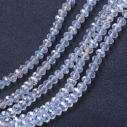 Chapelets de perles en verre électroplaqué, de couleur plaquée ab , facette, rondelle, clair ab, 6x5mm, Trou: 1mm, Environ 85~88 pcs/chapelet, 16.1~16.5 pouce (41~42 cm)