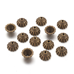 Coupelles de style tibétain en alliage, Sans cadmium & sans nickel & sans plomb, bronze antique, 10x5.5mm, Trou: 1.5mm