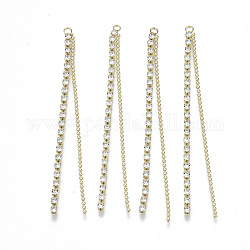 Grandi ciondoli in catena con strass in ottone, pendente nappa, con catena palla, cirstallo, oro, 70x3.5x2mm, Foro: 1.6 mm