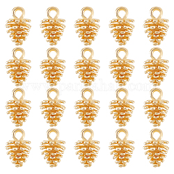 DICOSMETIC 20Pcs Golden Pine Cone Charm Nature Nuts Charm Plant Ornament Pendant Tibetan Brass Pine Cone Charm with Hole Dangle Pendant Supplies for Christmas Decor Jewelry Making, Hole: 2mm