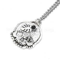 Skull Rhinestone Pendant Necklaces with Rolo Chains, Alloy Jewelry for Men Women, Bees, 27.17 inch(69cm)