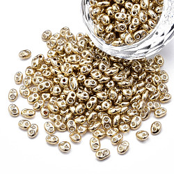 Perline di semi di vetro colorate opache, argento rivestito, 2-foro, ovale, goldenrod, 5x4x2.5mm, Foro: 0.9 mm, su 450 g / borsa