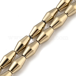 Fili di perline di ematite sintetica non magnetica elettrolitica, bicono, placcato oro chiaro, 6.2~6.5x12~12.5mm, Foro: 1.4 mm, circa 33pcs/filo, 16.89'' (42.9 cm)