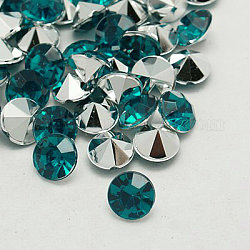 Cabochons de dos pointus de strass d'imitation acrylique de Taiwan, facette, diamant, sarcelle, 5.5x4mm