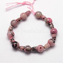 Natural Rhodonite 3-Hole Guru Bead Strands, for Buddhist Jewelry Making, T-Drilled Beads, 16.5~18mm, Hole: 2~3mm, 2pcs/set, 10sets/strand, 6.5 inch