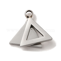 304 charms in acciaio inox, fascino triangolo, colore acciaio inossidabile, 10.5x12x2mm, Foro: 1.6 mm