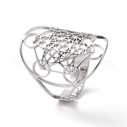 304 anello regolabile con stella di david in acciaio inossidabile, anello largo irlandese cavo per le donne, colore acciaio inossidabile, misura degli stati uniti 7 3/4 (18mm)