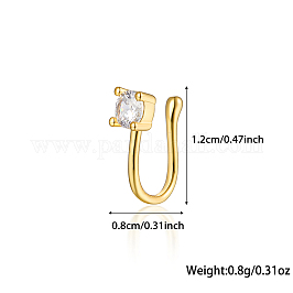 925 anello da naso in argento sterling con pavé di zirconi trasparenti, polsini per il naso di Halloween, gioielleria di moda, oro, quadrato, 12x8mm