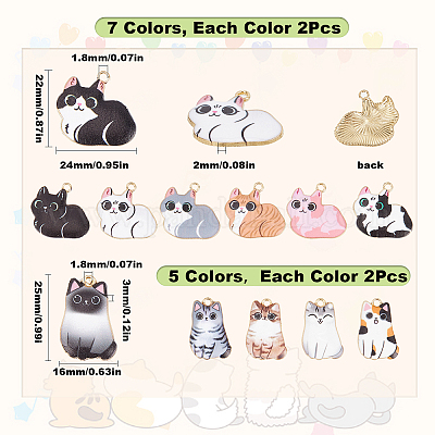 10pcs/pack Kawaii Cat Resin Charms Animal Cats Charm Pendants