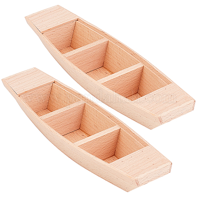 Wholesale FINGERINSPIRE 2pcs Wooden Boat Canoe 5.5x20x3cm(W*L*D) Wooden Boat  Model Unfinished Natural Craft Wood Boat Wood Canoe for DIY Projects 