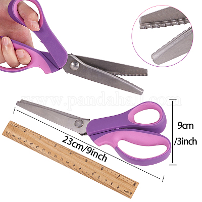 Pinking Shears Scissors for Fabric, 2-Piece Bundle of Zig Zag Scissors &  Scalloped Pinking Shears | 100% Stainless Steel Sewing Pinking Shears for