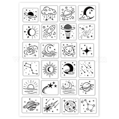 CRASPIRE Celestial Clear Stamps for Card Making Scrapbooking Crafting DIY  Decorations, Moon and Stars Transparent Silicone Seal Stamps for Embossing