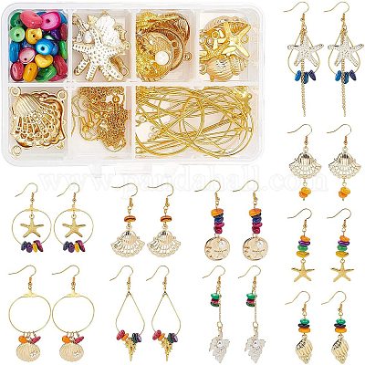 Kit boucles d'oreilles coquillages, kit bijoux DIY